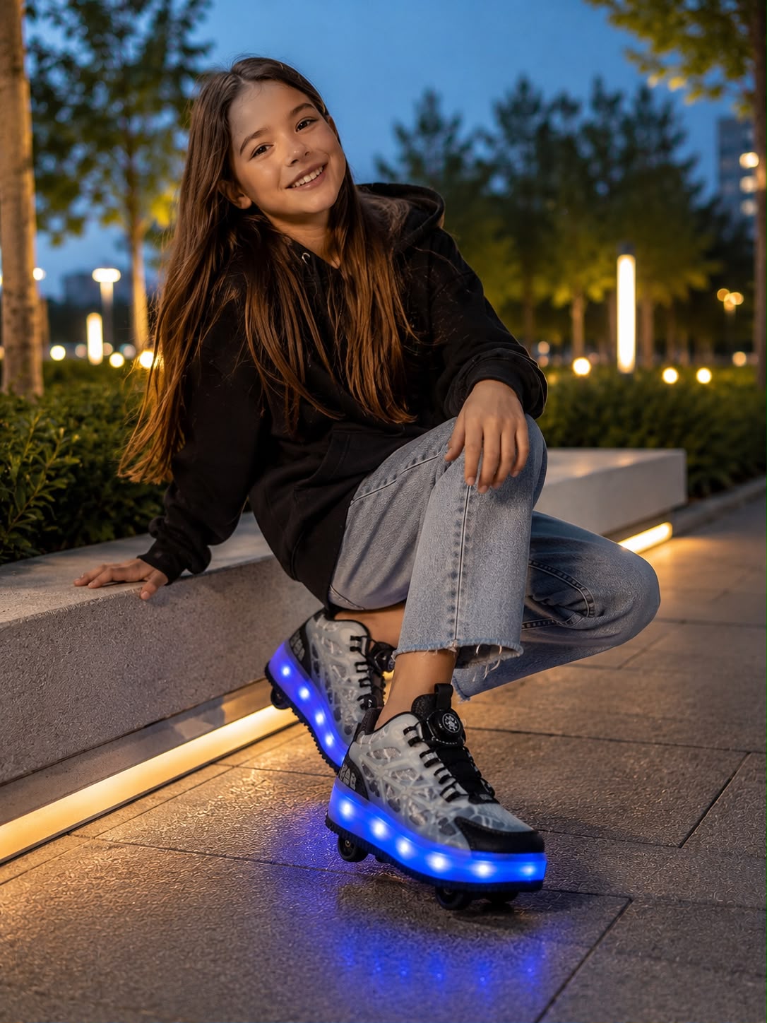 Adidași LED cu Role Detașabile pentru Copii – Încărcare USB, Sistem cu Rotiță, Multicolor