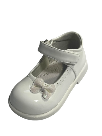 Pantofi Eleganți Albi pentru Fetițe cu Fundiță