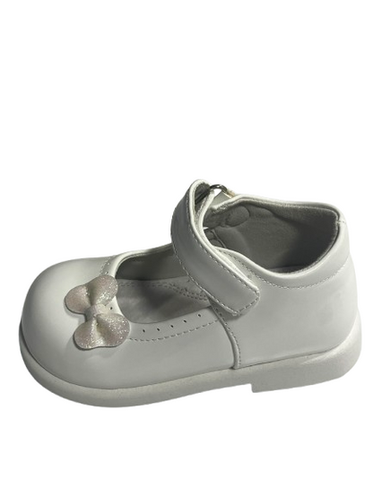 Pantofi Eleganți Albi pentru Fetițe cu Fundiță