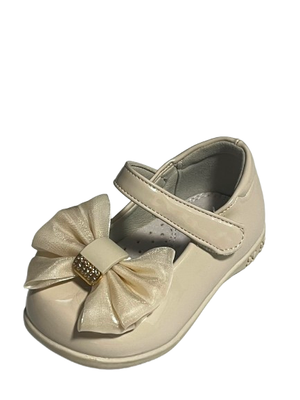 Pantofi Eleganți pentru Fetițe  Crem cu Fundă Satinată