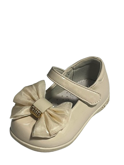 Pantofi Eleganți pentru Fetițe  Crem cu Fundă Satinată