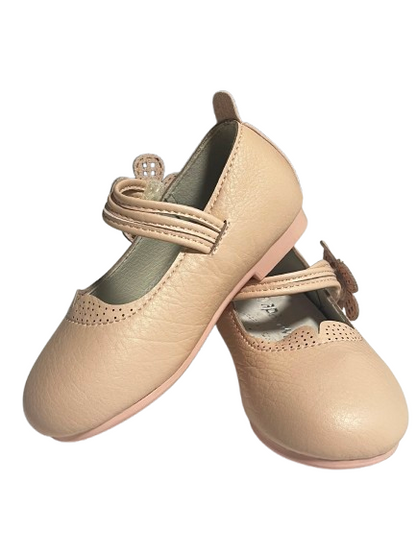 Pantofi Eleganți pentru Fetițe cu Floare Decorativă Bej Pudrat