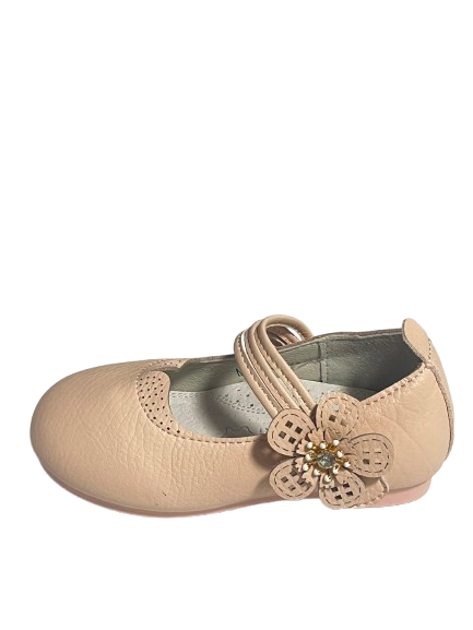 Pantofi Eleganți pentru Fetițe cu Floare Decorativă Bej Pudrat