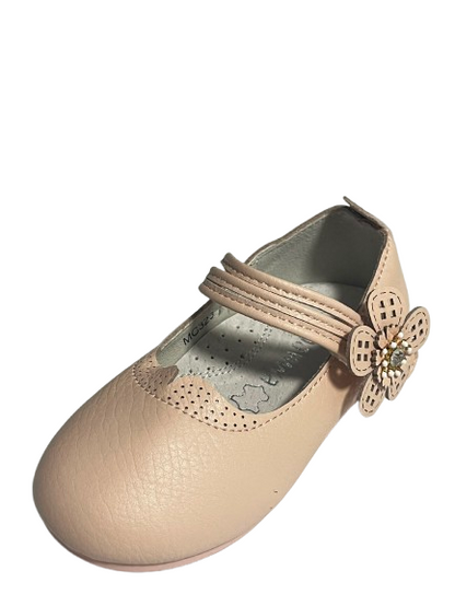 Pantofi Eleganți pentru Fetițe cu Floare Decorativă Bej Pudrat