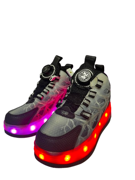 Adidași LED cu Role Detașabile pentru Copii – Încărcare USB, Sistem cu Rotiță, Multicolor