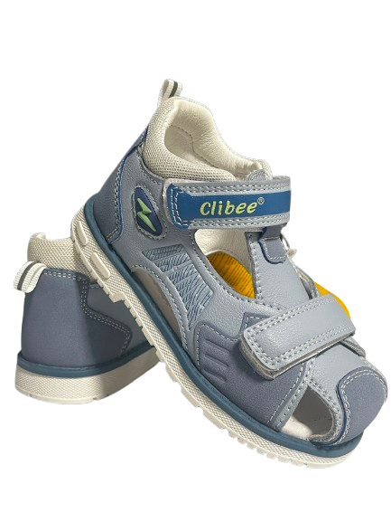 Sandale băieți Clibee gri-albastru cu velcro
