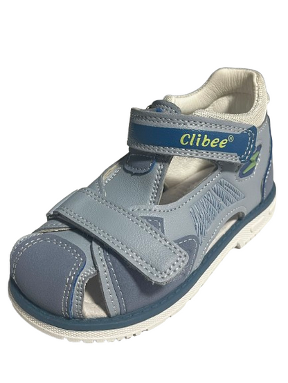 Sandale băieți Clibee gri-albastru cu velcro