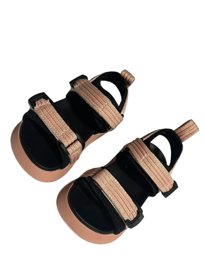 Sandale sport copii bej-negru, cu barete reglabile