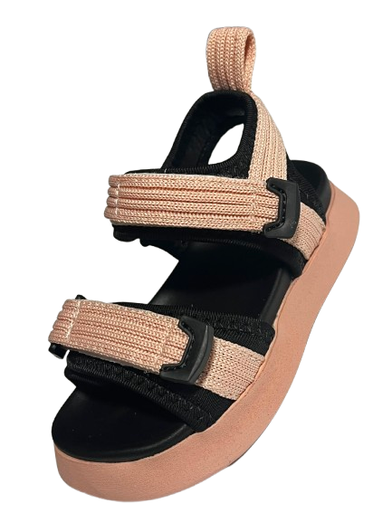 Sandale sport copii bej-negru, cu barete reglabile