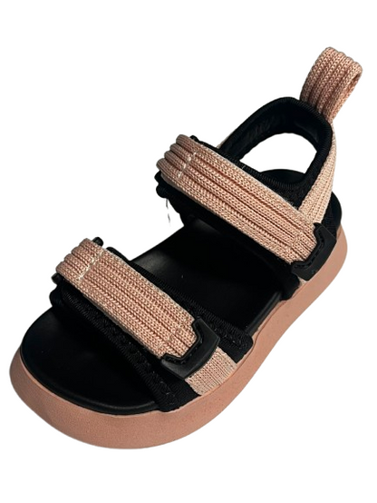 Sandale sport copii bej-negru, cu barete reglabile