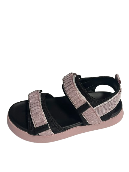 Sandale sport copii roz-negru, cu barete reglabile